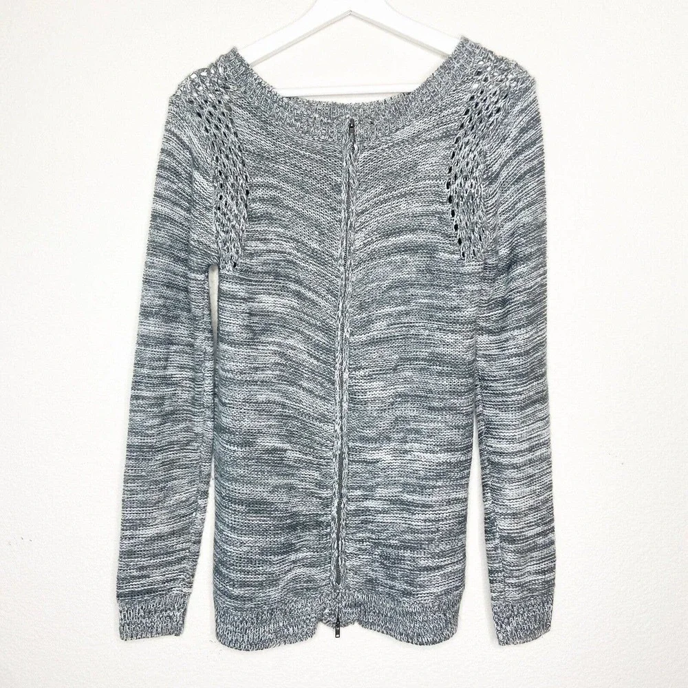 Altar'd State Gray Two Way Zip Back Mulit Knit Pattern Sweater Sz S
